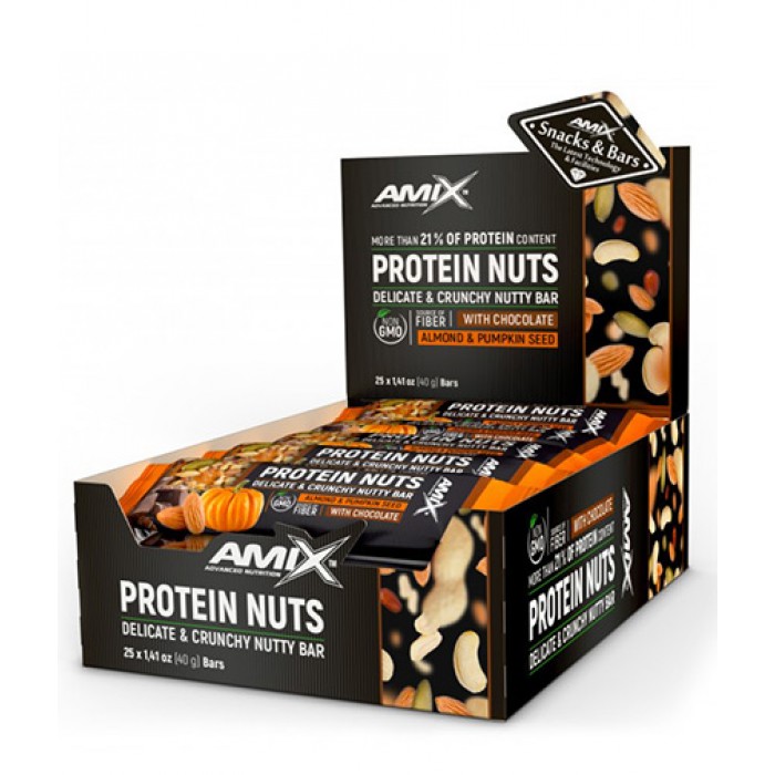 AMIX Protein Nuts Crunchy Nutty Bar Box / 25x40g